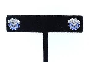 Authentic Pandora Blue Pansy Flower Stud Earrings 290781C01 - Picture 1 of 7