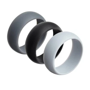 3pcs Unisex Silicone Rings Fashion Gym Rings Couple Wedding Rings - Size7 - Picture 1 of 12