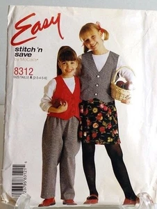 Girls Skirt Pants Lined Vest Sewing Pattern 8312 Size 2 3 4 5 6 McCalls - Picture 1 of 4