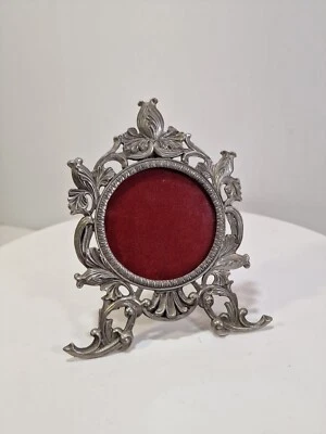 Antique Rare Elias Fine Pewter Round Picture Frame 1851 USA 2.75" x 2.75", C11t - Image 1 of 4