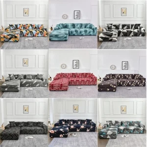 Sectional Sofa Cover 2 Pcs 3 Seat L Shape Couch Slipcovers w/4 Pcs Pillow Covers - Bild 1 von 91
