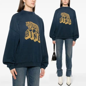 Casual Anine Bing Tiger Print Long Sleeve Hoodies Sweatshirt Unisex Pullover Top - Picture 1 of 12