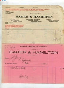 Par de cubiertos de hardware vintage Billheads PANAKER & HAMILTON Sacramento CA 1906 - Imagen 1 de 1