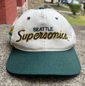 Vintage Sports Specialties Seattle SuperSonics Script Snapback Hat - Picture 1 of 12