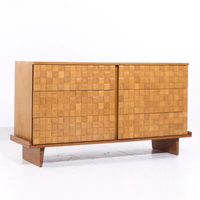 Cómoda Paul Laszlo para Brown Saltman Mid Century roble tejido de canasta Foto 1 de 4