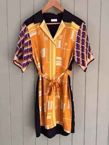 DRIES VAN NOTEN Ladies Shirt Dress Size 36 100% Silk Abstract Collar Waist Tie - Bild 1 von 17