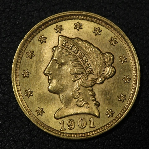 1901 $2.50 Liberty Head Gold Quarter Eagle - Cleaned Cover
