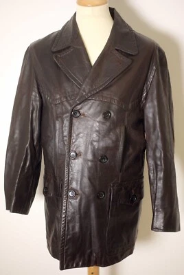 Nicole Farhi mens dark brown leather coat-Donnie Brasco style-Size S-Chest 38" - Image 1 of 4
