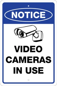 CÁMARAS DE VIDEO EN USO, AVISO, ATENCIÓN, ADVERTENCIA, SIGNOS DE ALUMINIO 8X12 - Imagen 1 de 2