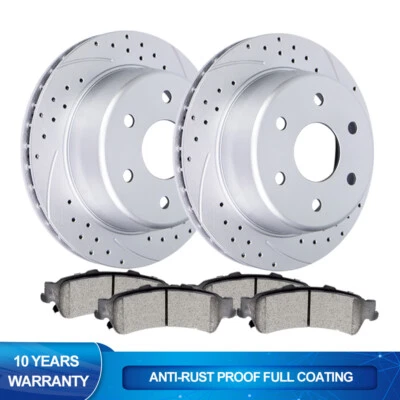 Rear Discs Rotors + Brake Pads for Chevy GMC Sierra Silverado 1500 Yukon Tahoe - Image 1 of 4