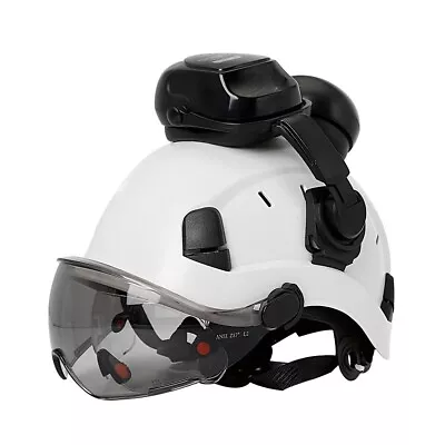 AOLAMEGS Construction Safety Helmet With Visor Built In Goggles Hard Hat Earmuff Work Cap