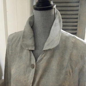 Vintage 90s FLAX by Jeanne Engelhart Linen Shirt Jacket Adj. Taille groß - Bild 1 von 8