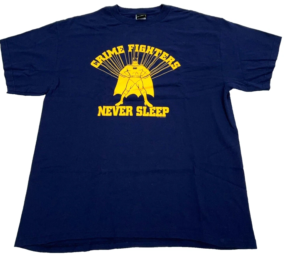 Camisa Batman De Colección Hombres Grande Azul Amarillo Camiseta Retro Crime Fighters Y2K Años 2000 Foto 1 de 4