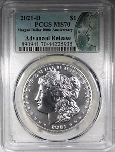 2021-D Morgan Dollar PCGS MS70 Advanced Release 100th Anniversary - Picture 1 of 2