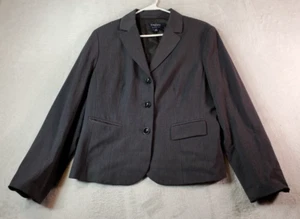 Evan Picone Blazer Jacket Womens Petite 14 Gray Pockets Single Breasted 3 Button - Picture 1 of 10