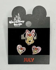 Juego de anillos y pendientes ajustables del mes de nacimiento de Minnie Mouse de Disney World NUEVO - Imagen 1 de 2