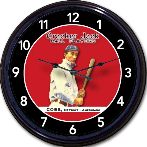 Ty Cobb Cracker Jack Ball Players Card Wall Clock Baseball Royston Georgia Peach Cover