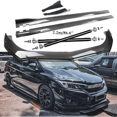 Carbon Fiber Front Bumper Lip Spoiler Side Skirt Body Kits For Honda City Foto 1 de 4