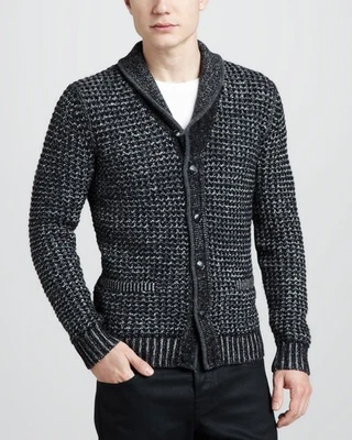 Rag & Bone Men's Cardigan Sweater 2XL Grey Marled Wool XXL Neiman Marcus - Image 1 of 2