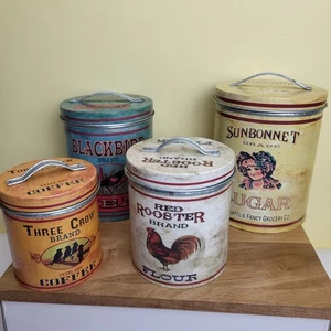 4er Set große Vintage Stil Metall verschachtelte Küche Kanister - Bild 1 von 22