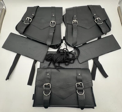 Bolsas de sillín con brazo oscilante de cuero genuino para motocicleta KEMIMOTO Foto 1 de 3