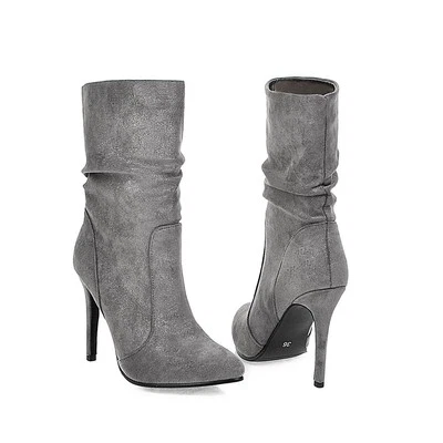 Botas femininas sexy stiletto plus size cano baixo - Imagem 1 de 4