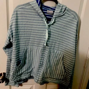 Columbia Women's XL Full Zip Hoodie Blue Stripped Melody Springs Boho New - Picture 1 of 3