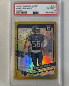 Panini Donruss Optic Harold Landry Gold 2018 7/10 PSA 10 POP 1 Patriots - Imagen 1 de 2