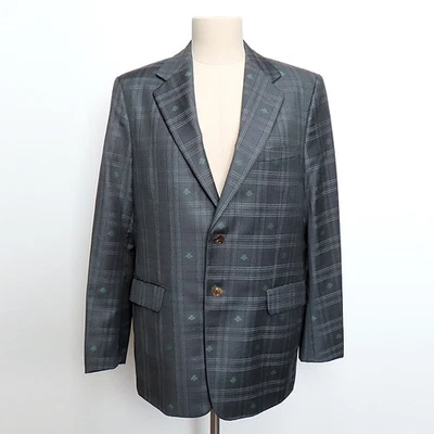 Gucci 604081 Gris Oscuro Color Cuadros Patrón Abeja Bordado Lana 2 Botones Para Hombre Su Foto 1 de 4