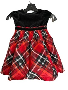 Gymboree Dressed Up Black Velvet And Satin Red Tartan Dress Size 2T Sleeveless - Picture 1 of 5