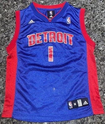 Adidas Blue Chauncey Billups Detroit Pistons Basketball Jersey Youth Med 10-12 - Image 1 of 4
