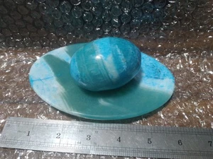 Vintage Eier aus Granitstein Marmor Alabaster mit kleinem Teller -... - Bild 1 von 6