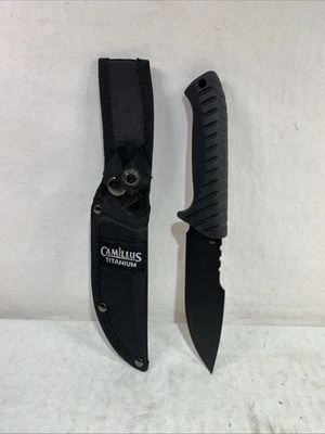 Camillus Titanium 440 Fixed Blade Tan Hunting Knife With Sheath - Image 1 of 2