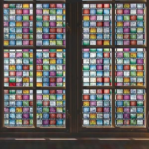 Window Privacy Film Tint, Stained Glass Rainbow Decals Static Cling Vinyl Non... - Picture 1 of 8