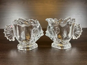 Vintage Fostoria Clear Glass Fish Creamer & Sugar Seafood Cocktail Cup - Picture 1 of 13