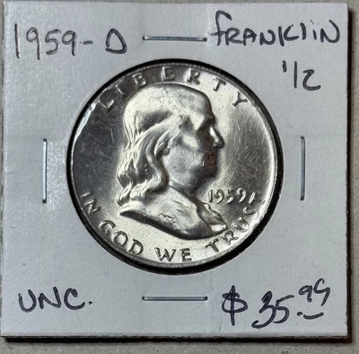 1959 D Ben Franklin 90% Silver Half Dollar 50C #RH0 - Image 1 of 2