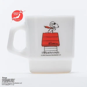 RARO Fire King SNOOPY Taza Apilable Cacahuetes Rojo Barón Leche Blanco 2016 de JAPÓN - Imagen 1 de 9