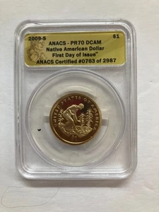 2009S ANACS - PR70 DCAM Native American Dollar First Day of Issue - Picture 1 of 2