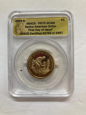 2009S ANACS - PR70 DCAM Native American Dollar First Day of Issue - Image 1 of 2