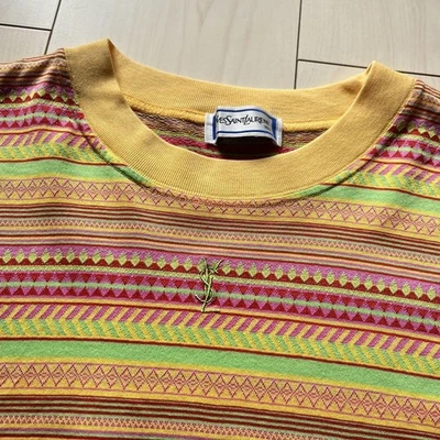 Camiseta Yves Saint Laurent Mujer S Y2K 90S Logo Bordado Rayas 150 Elegante C Foto 1 de 4