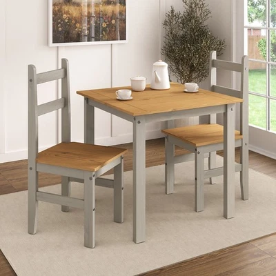 Corona Dining Table Set 2 Seater Grey Rio Solid Mexican Pine Wood Dining Table - Image 1 of 4