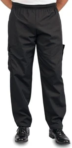 KNG Black Baggy Cargo Chef Pants for Men and Women – Drawstring Large, - Picture 1 of 6