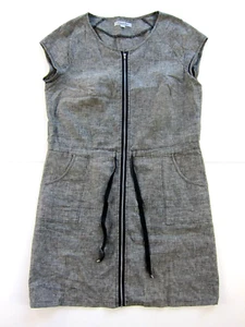 National Picnic Grey Hemp Made USA Zipper Pocket Cap Sleeve Tunic Shift Dress L - Picture 1 of 7