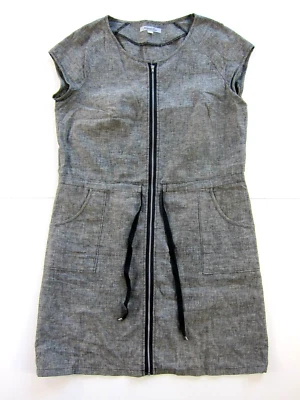 Vestido túnica manga gorra bolsillo cremallera hecho cáñamo gris National Picnic EE. UU. L Foto 1 de 4