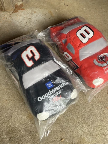 Dale Earnhardt #3 AND Jr #8 Plush NASCAR Racecar 20" Stuffed Car Pillow Plush Cover