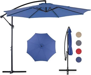 9.8FT Offset Patio Umbrella Hanging Cantilever Umbrella Outdoor Sun Shade 8 Ribs - Picture 1 of 48