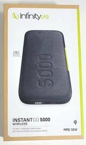 InfinityLab InstantGo 5000 - 5000mAh Fast Charging Wireless Power Bank- Black - Picture 1 of 9