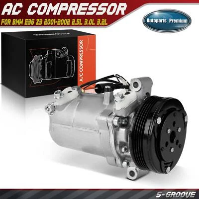 Compresor de aire acondicionado con embrague para BMW E36 Z3 2001-2002 2,5 L 3,0 L 3,2 L con 5 ranuras Foto 1 de 4