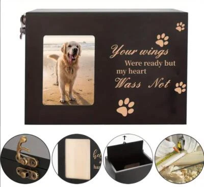 Tierurne aus Holz mit Fotorahmen  – Würdevolles Gedenken an Hunde & Katzen - Bild 1 von 4