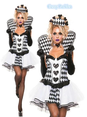X-E1-4 Disfraz Reina de Ajedrez Blanco y Negro Alicia en el País de las Maravillas Reina de Corazón Foto 1 de 4